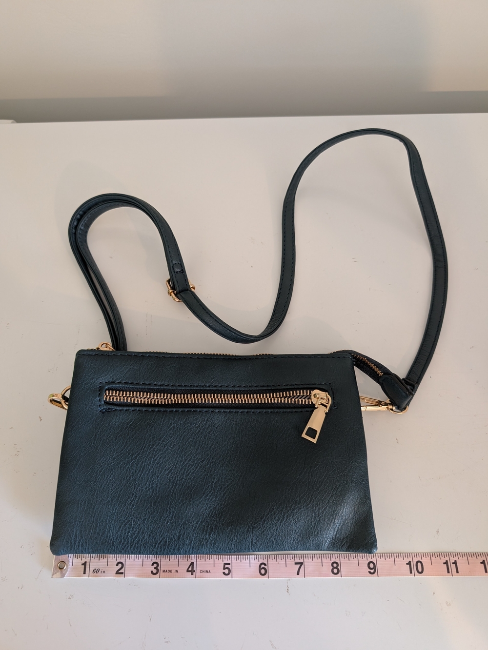 Women's Unbranded Dark Teal Crossbody Bag with Gold Zipper